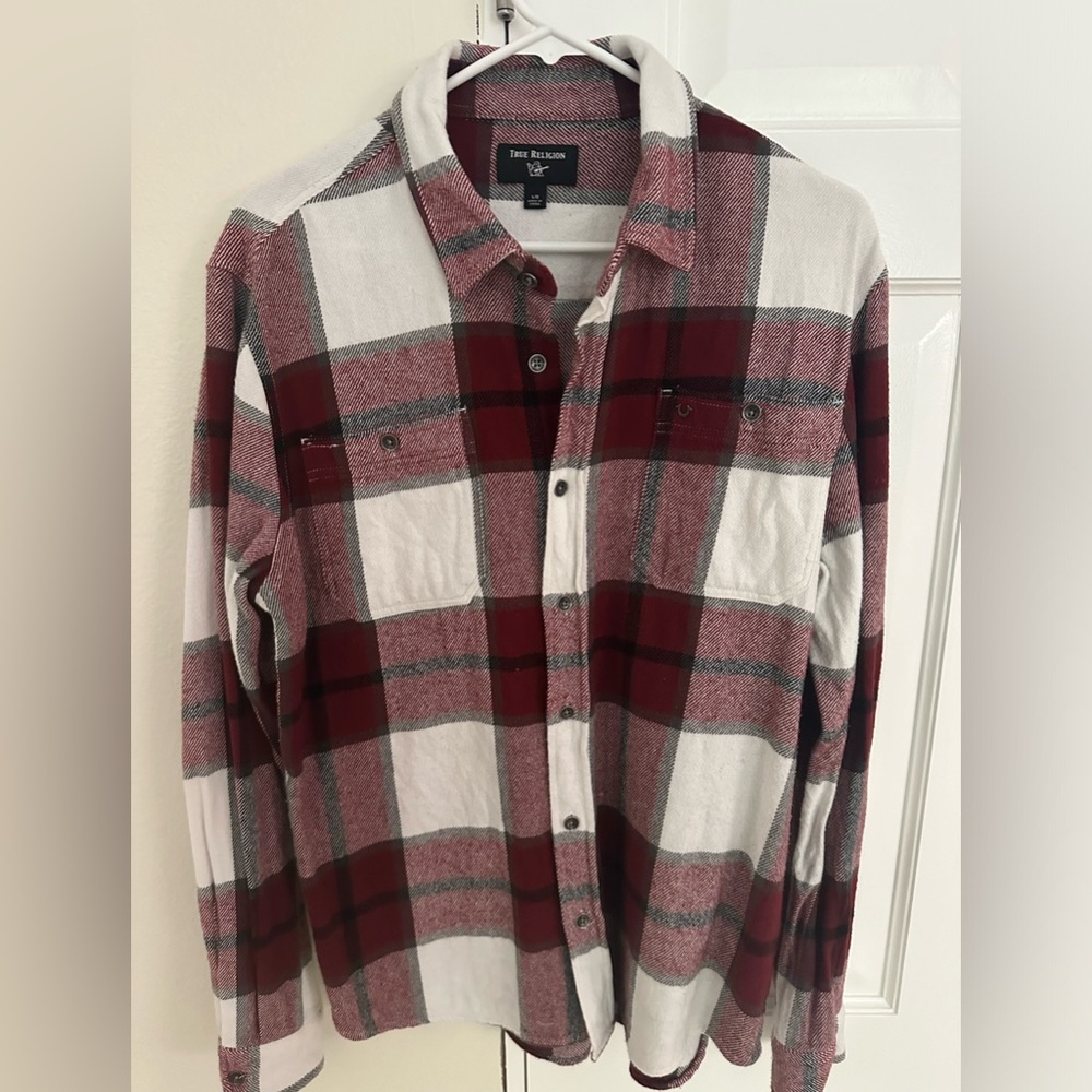 Men’s Red and White True Religion Flannel